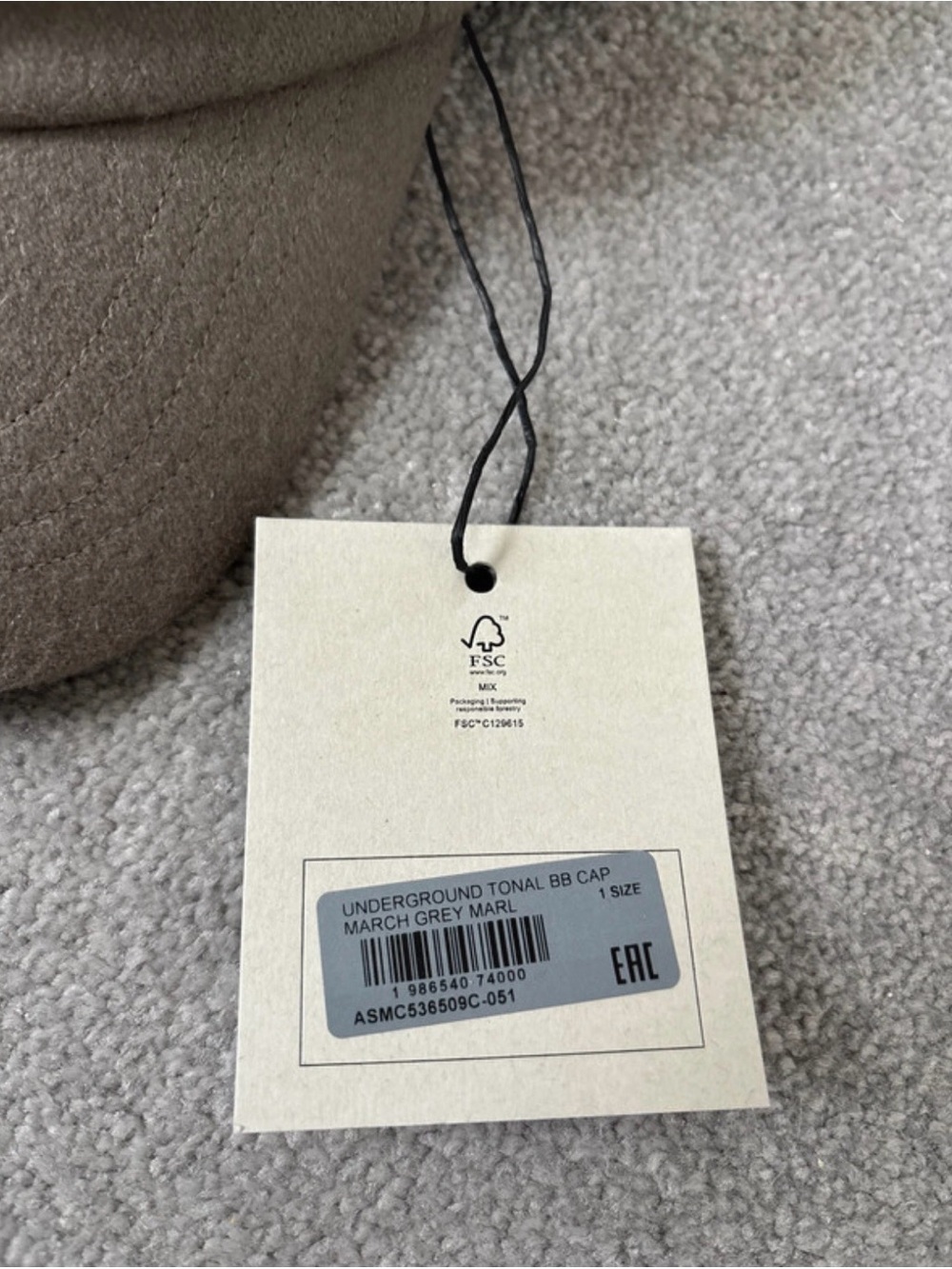 NWT AllSaints Underground Tonal BB Cap in March Grey Marl - Picture 3 of 5